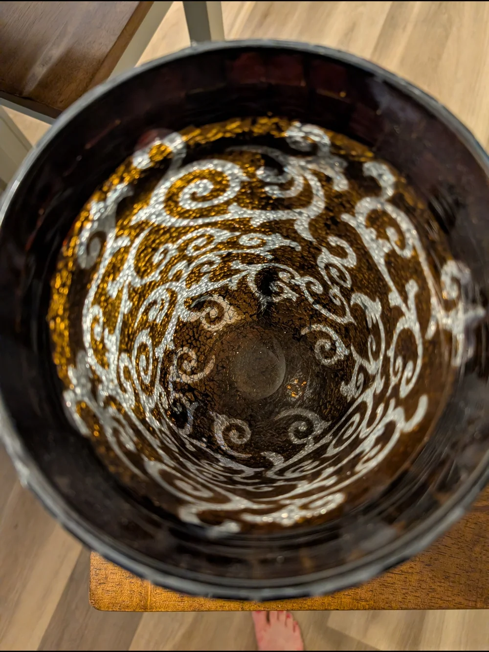 PartyLite Amaretto Swirl Mosaic Glass Decorative Candle Holder